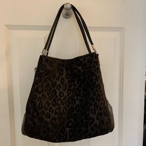 Coach black leopard bag